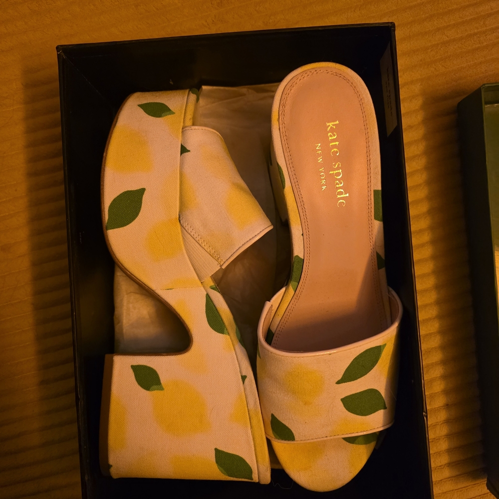 Kate Spade Yellow Lemon Print Platform Shoes